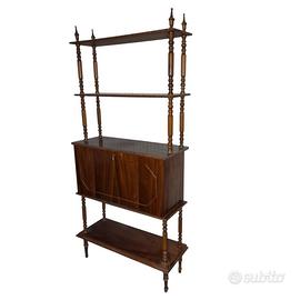 Antica étagère libreria in noce, stile arte povera