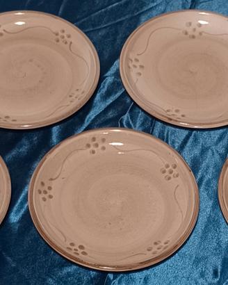Set 5 Piatti Fondi Ceramica Decorata Stile Rustico