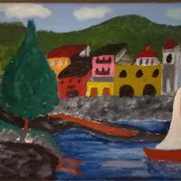 Olio su tela  Marina di Portosalvo anni 30.