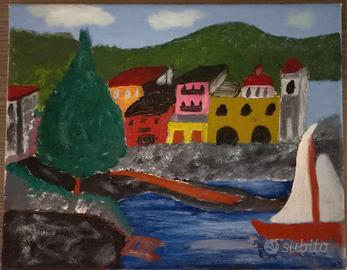 Olio su tela  Marina di Portosalvo anni 30.