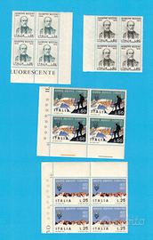 Quartine di francobolli nuovi.