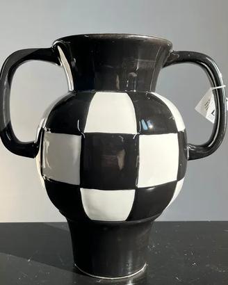 Vaso Ceramica Scacchi Bianco Nero - Design Moderno