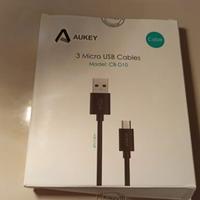 3 cavetti originali Aukey micro usb