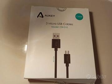 3 cavetti originali Aukey micro usb
