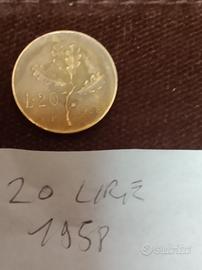 1 moneta da 20 lire 1958