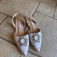 scarpe basse con strass raso