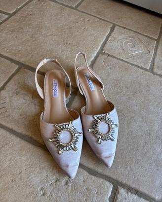scarpe basse con strass raso