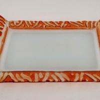 Piatto Vassoio in Vetro Decorato Lavorato Colorato