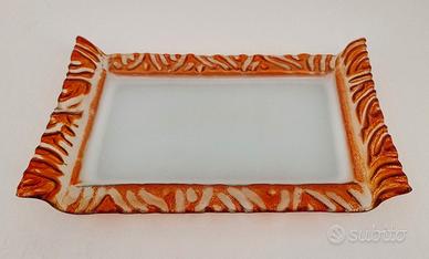 Piatto Vassoio in Vetro Decorato Lavorato Colorato