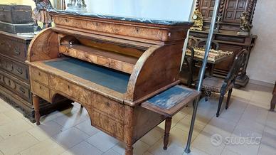 SCRITTOIO CARLO X A RULLO , PRIMI 800,IN NOCE