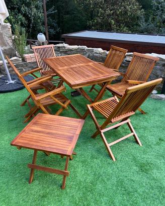 Tavolo con 6 sedie in teak