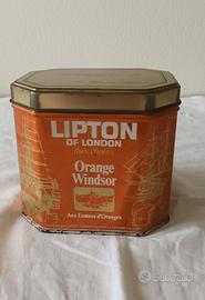 Scatola di latta vintage thè Lipton Orange Windsor