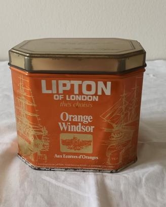 Scatola di latta vintage thè Lipton Orange Windsor