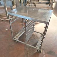 porta vassoi in inox con ruote usato