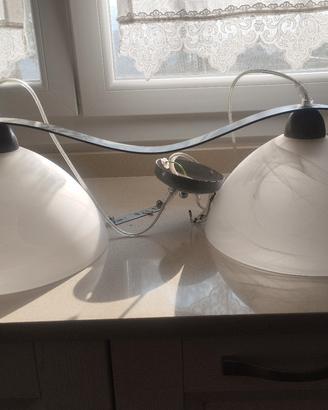 lampadario a doppia campana in vetro