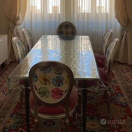 TAVOLO IN CRISTALLO EFFETTO tovaglia