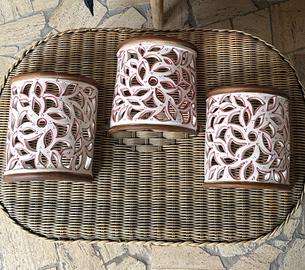 Set di 3 plafoniere da parete in terracotta