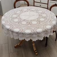 Tovaglia tonda bianca con pizzo Richelieu