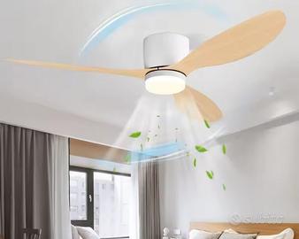 ventilatore da soffito con luce a pale in legno