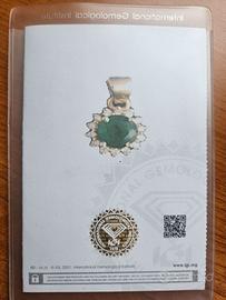 Pendente Oro 14k Smeraldo 0.63ct e Diamanti