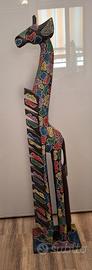Sculture Giraffa in Legno Dipinto porta cd