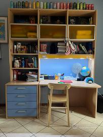 libreria ragazzi con scrivania 