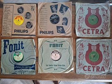 Set 6 vinili 78 giri vintage anni '50 con custodie
