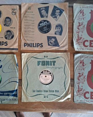 Set 6 vinili 78 giri vintage anni '50 con custodie