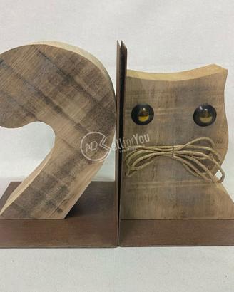 Supporto fermalibri gatto in legno