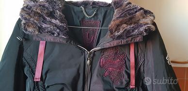 GEOSPIRIT piumino d'oca nero e borgogna perfetto