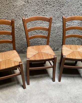 6 Sedie classiche Legno-Paglia intrecciata