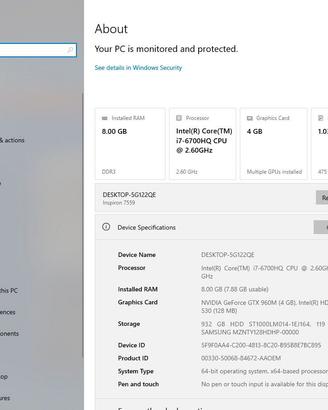 Laptop core i7-6700HQ
