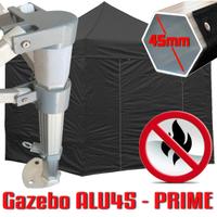 Gazebo pieghevole 4x4 nero alluminio CERTIFICATO