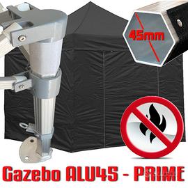 Gazebo pieghevole 4x4 nero alluminio CERTIFICATO