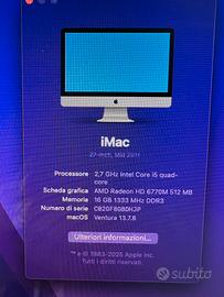 Imac  27  mid 2011 ricambi