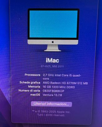 Imac  27  mid 2011 ricambi