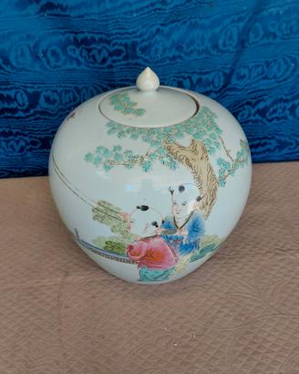 Vecchio Vaso Da Zenzero Porcellana Cinese Famille