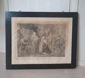 Antico quadro incisione L'adorazione di Magi