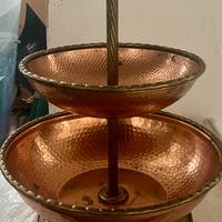 "Porta frutta in rame e manico in ottone vintage