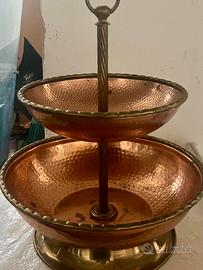 "Porta frutta in rame e manico in ottone vintage