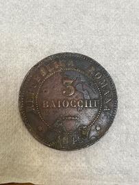 Moneya antica 3 Baiocchi 1849