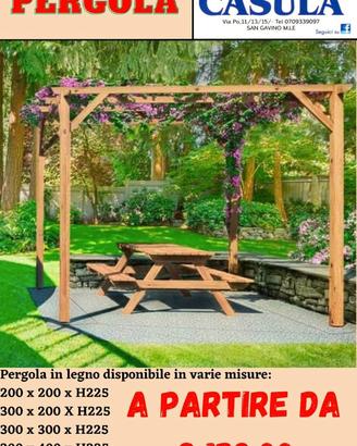 GAZEBO PERGOLA NUOVO SU MISURA IN LEGNO TRATTATO