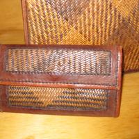 bauletto+pochette+cintura cuoio e vimini