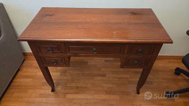 Scrivania in legno massello 5 cassetti 110x53cm