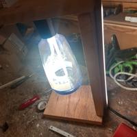 lampada tavolo bottiglia legno led artigianale