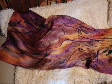 Foulard pareo in pura seta dipinto a mano 