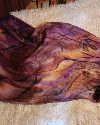 Foulard pareo in pura seta dipinto a mano 