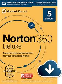 Norton 360 Deluxe per 15 mesi - 5 Disposti 