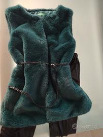 Gillet Benetton in eco pelliccia imbottito 