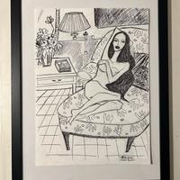 Ritratto a china con cornice